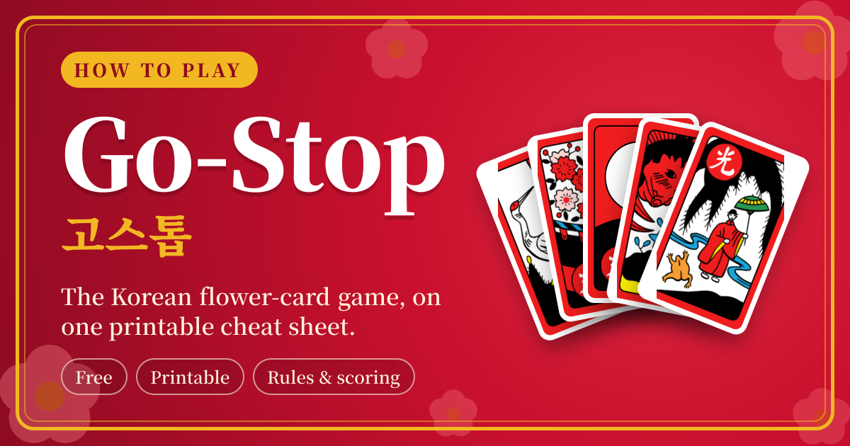How to Play Go-Stop (고스톱): Rules, Scoring & Printable Hwatu Cheat Sheet